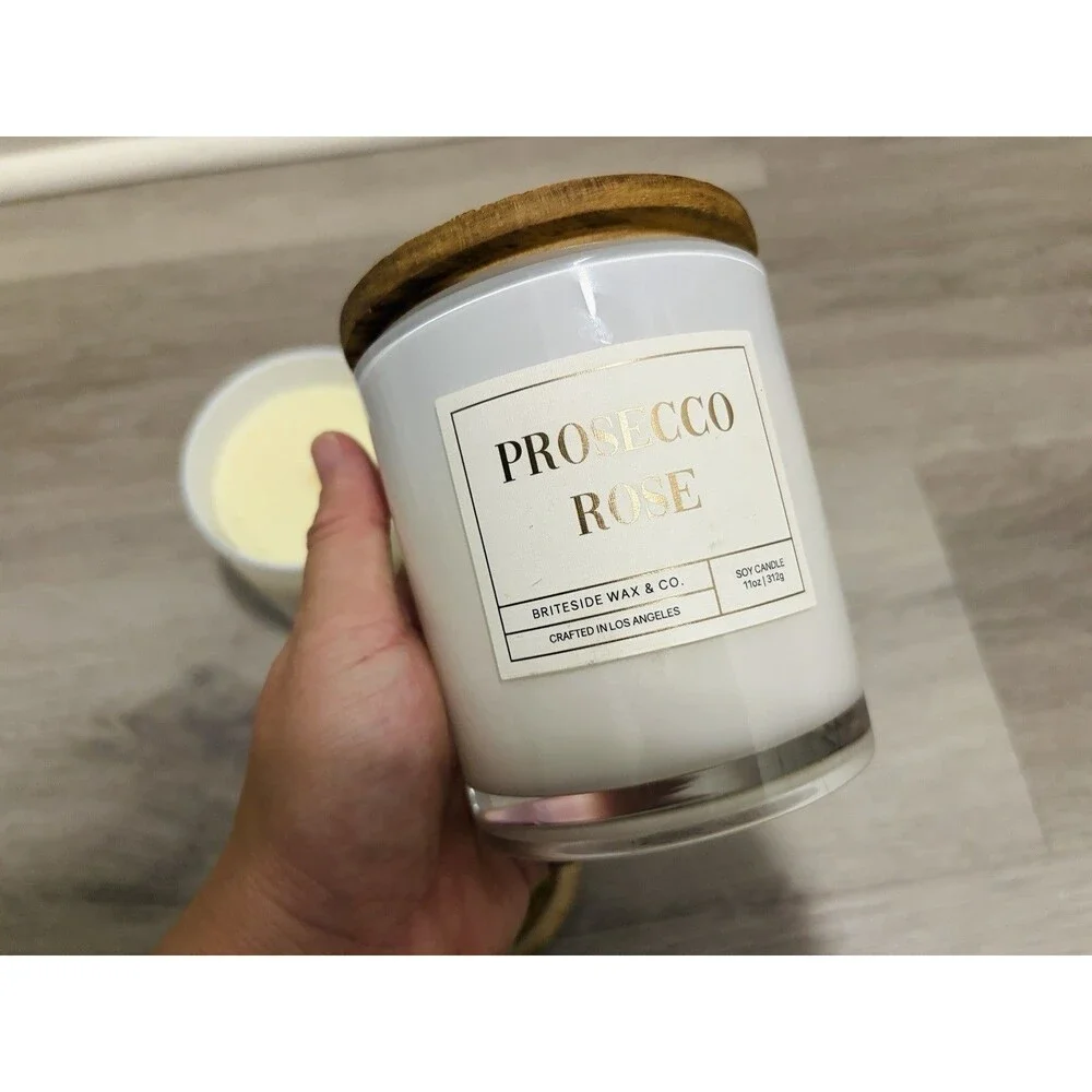 Set of 2 Briteside Wax Co Soy Candles Tulip Bouquet & Prosecco Rose 11oz
